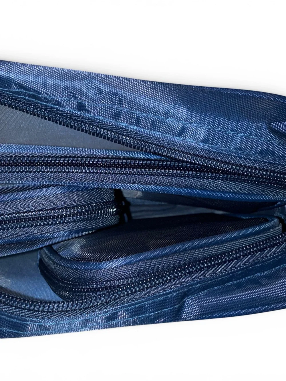 Navy Blue 4-piece mesh travel organizer pouch and makeup bag set